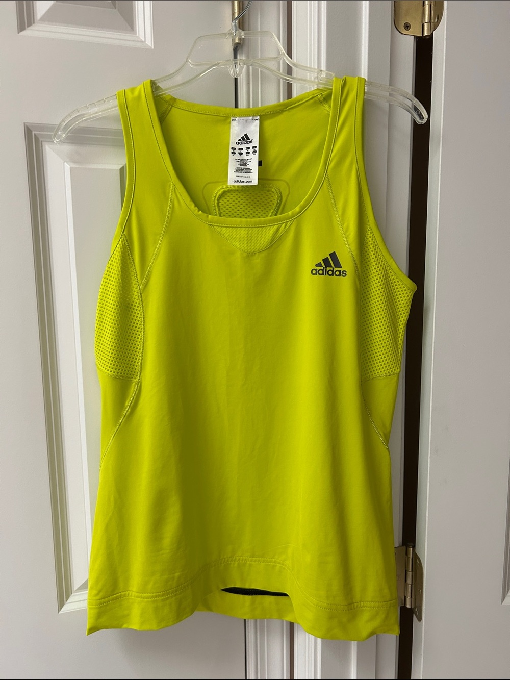 adidas Neon Yellow Athletic Tank Top with Mesh Panels